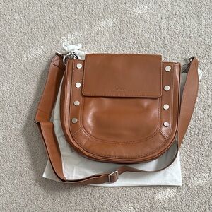Hammett Kayce Saddle Bag Leather Crossbody Bag with Brushed Silver Studs